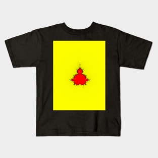 Solid Red with Black on Yellow Mandelbrot Kids T-Shirt